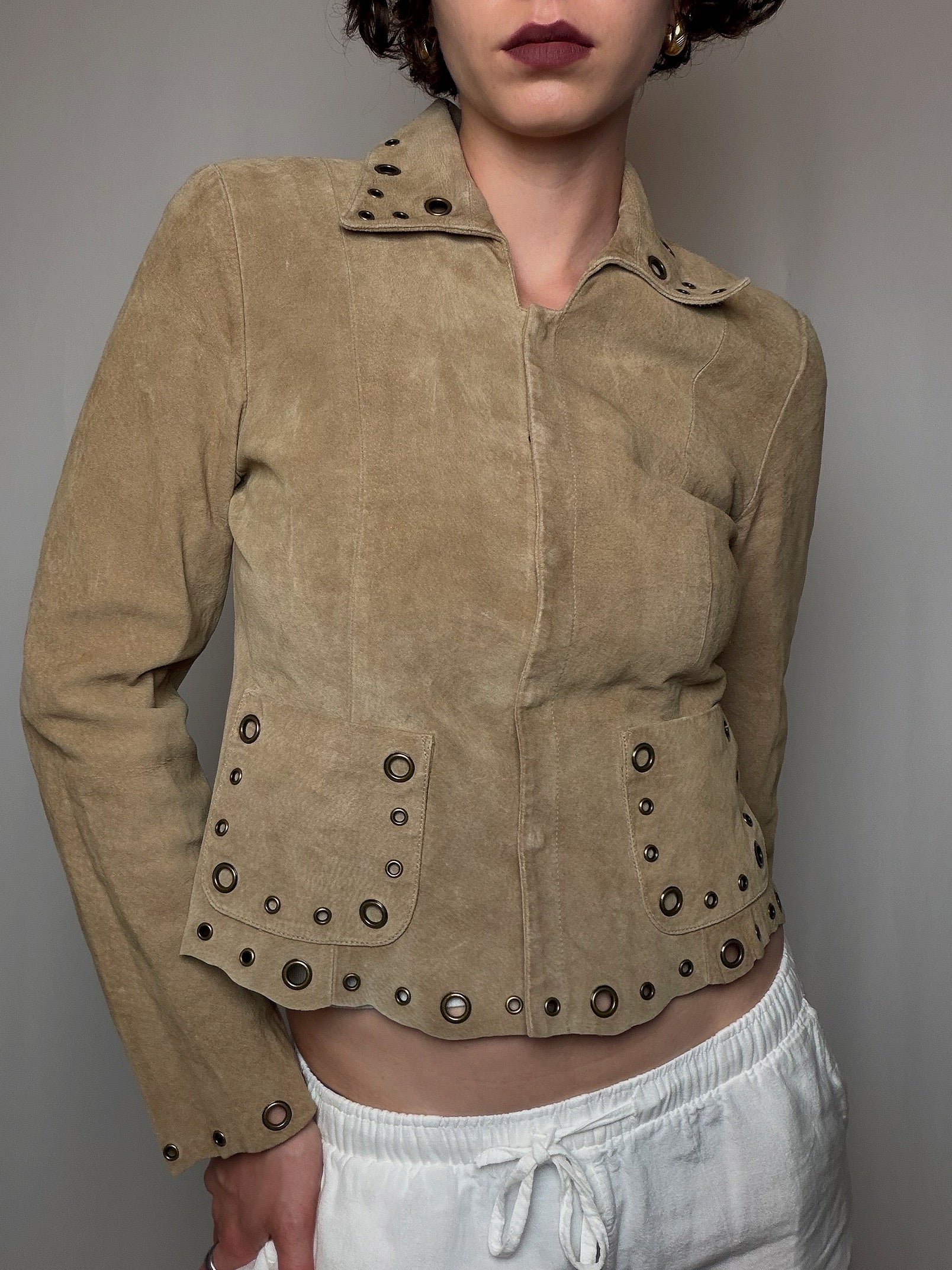 Veste en daim beige S vintage