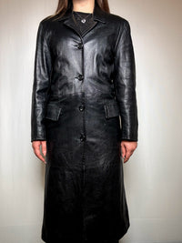 Trench en cuir noir M vintage