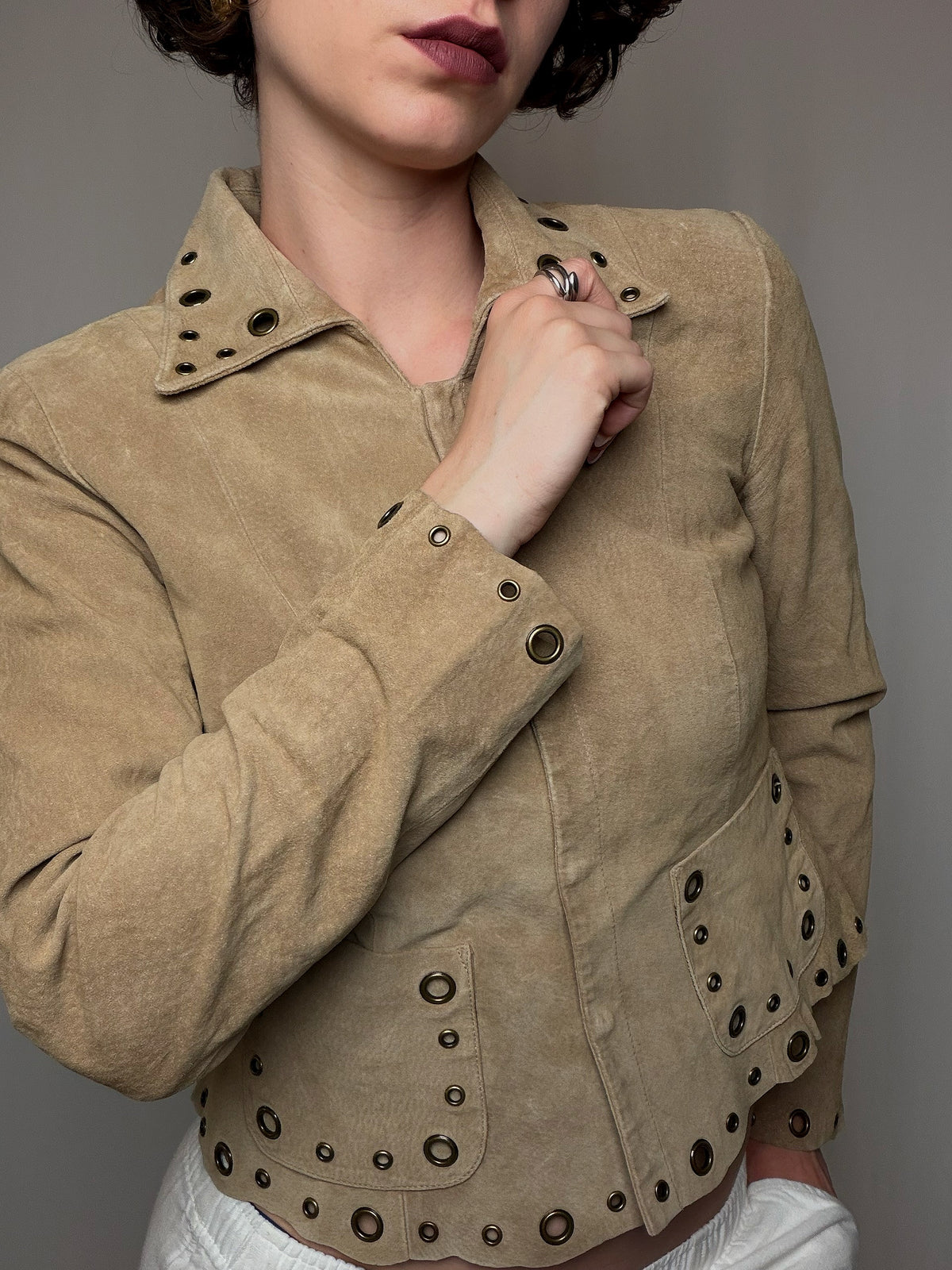 Veste en daim beige S vintage