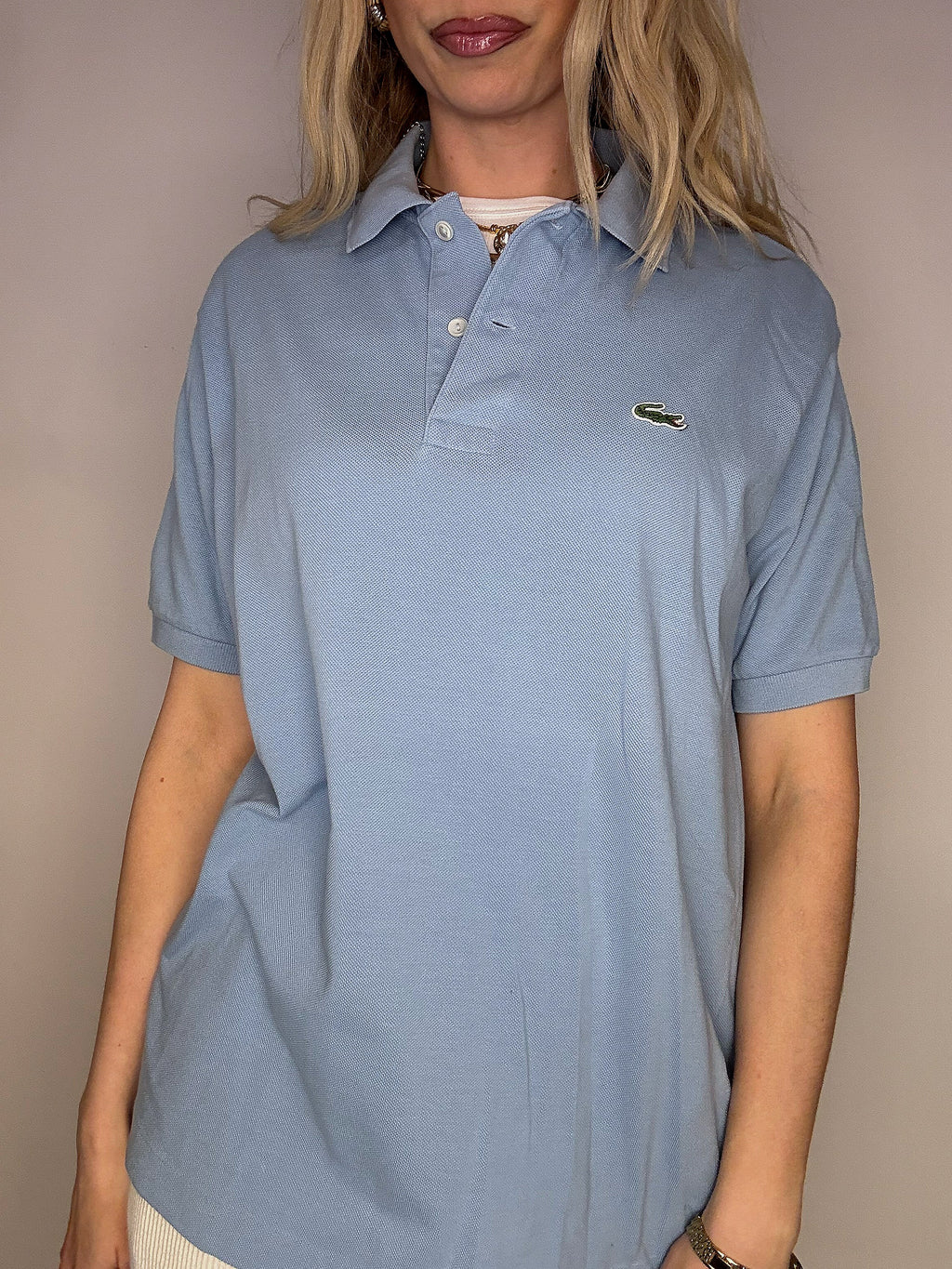 LACOSTE M Vintage himmelblaues Kurzarm-Poloshirt