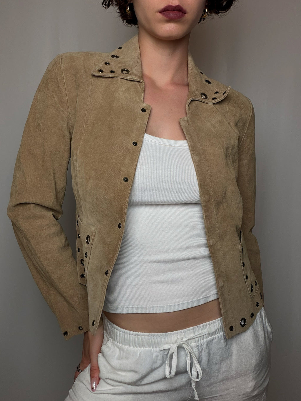 Veste en daim beige S vintage