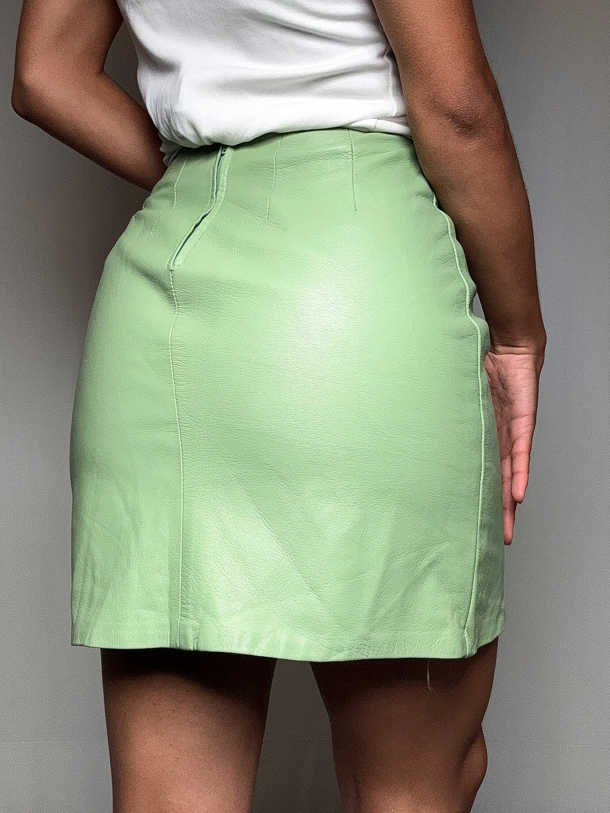 Jupe en cuir verte S vintage