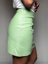 Jupe en cuir verte S vintage