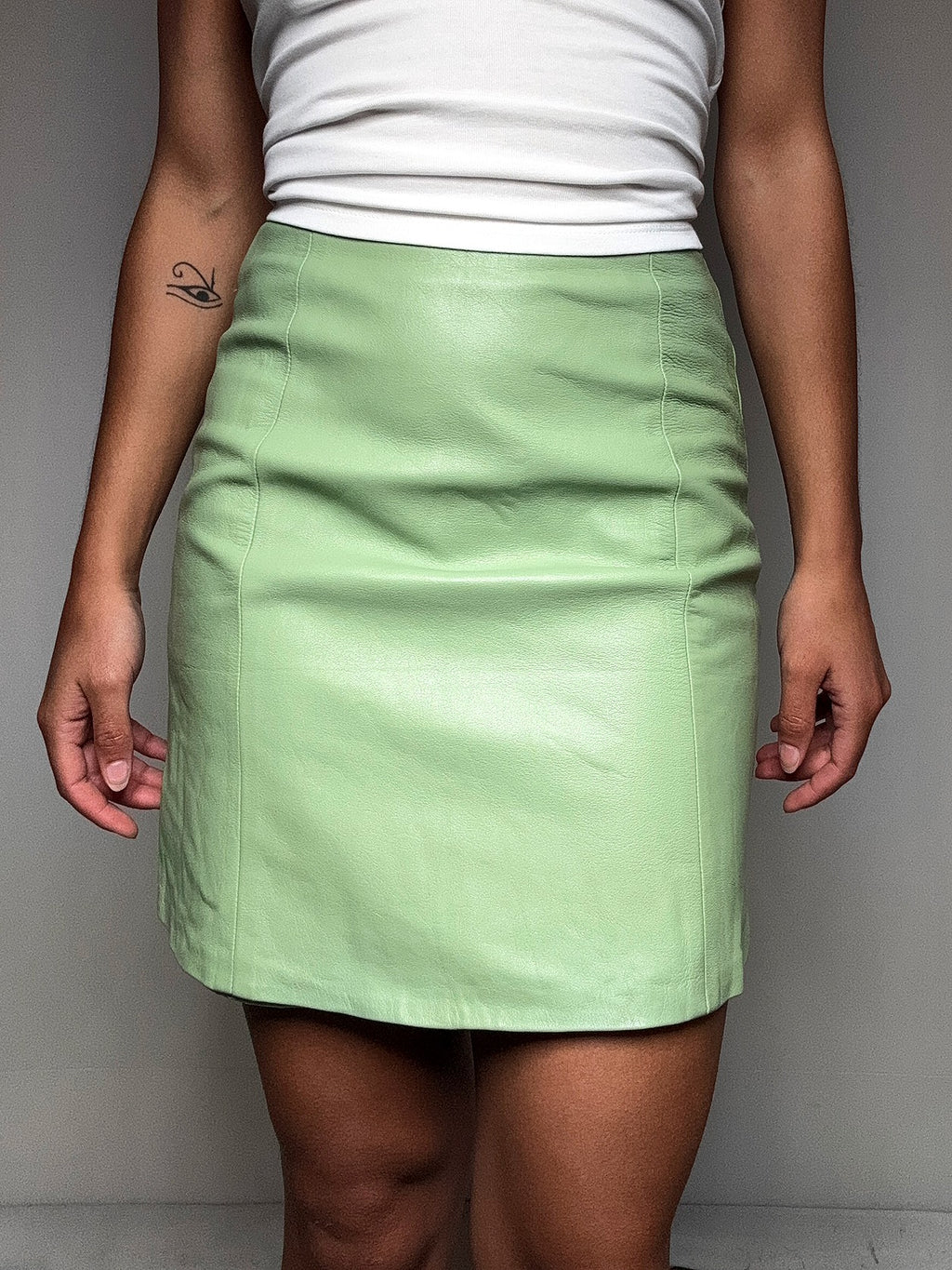 Jupe en cuir verte S vintage