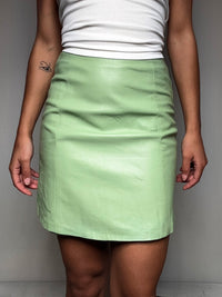 Jupe en cuir verte S vintage