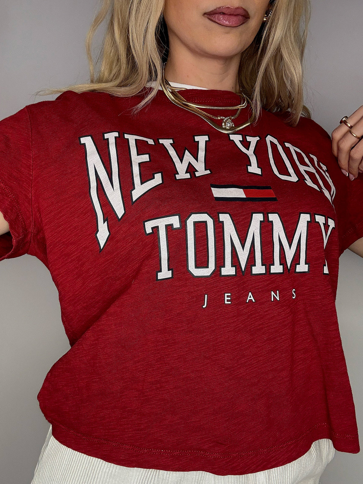 Tee shirt court rouge TOMMY HILFIGER M vintage