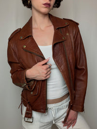 Veste en cuir brune M vintage