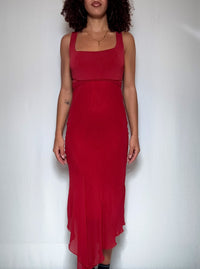 Vintage flowy red dress S/M