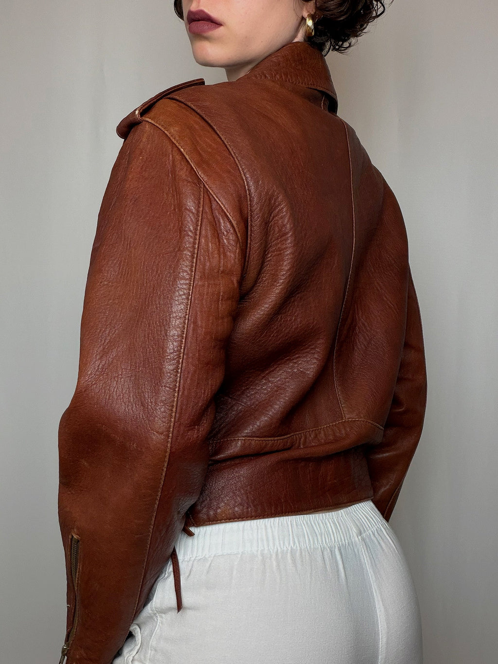 Veste en cuir brune M vintage