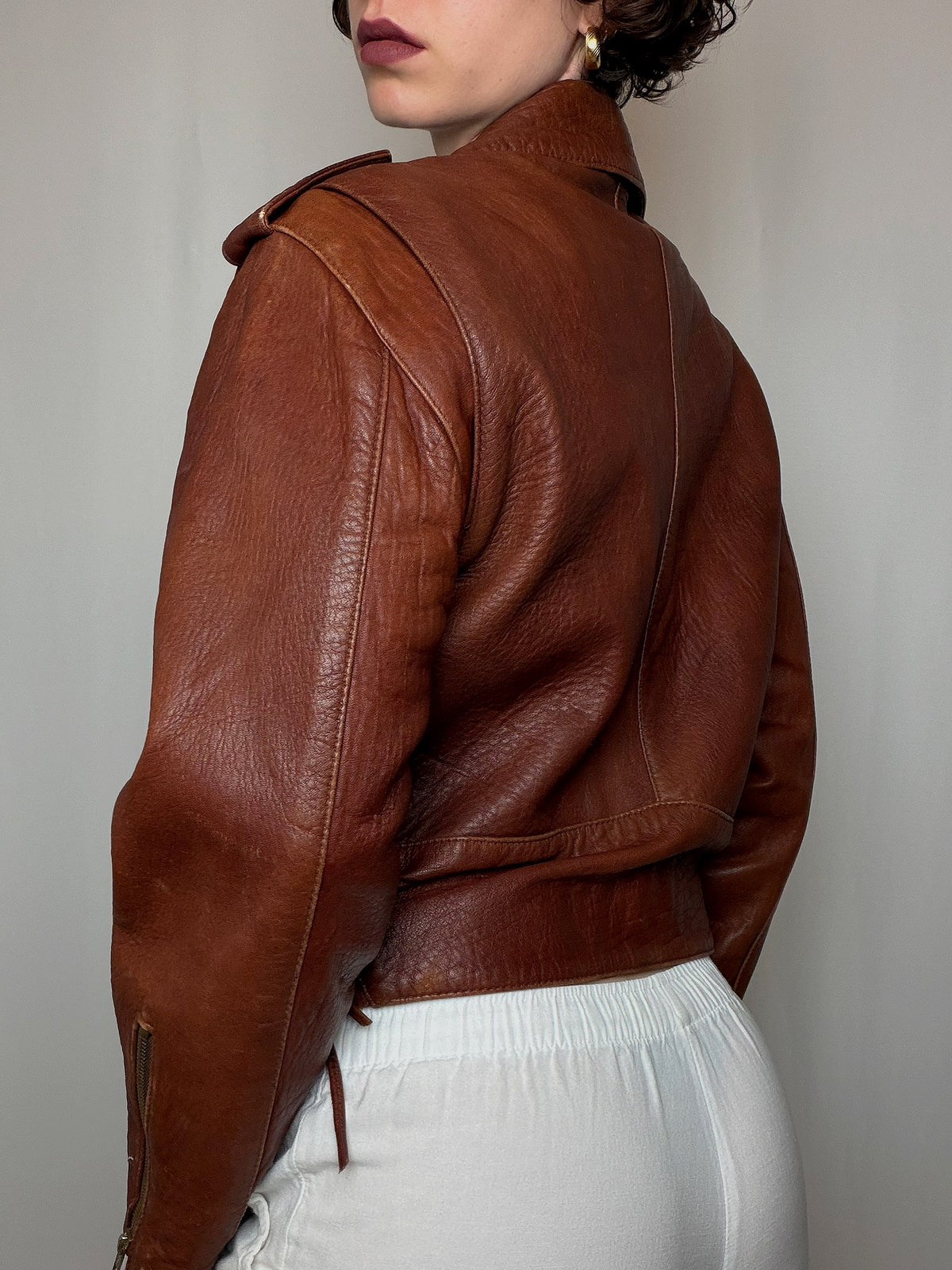 Veste en cuir brune M vintage