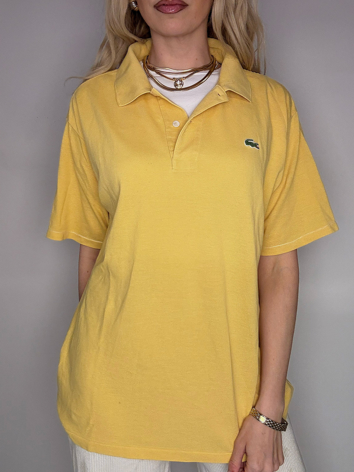 Polo manches courtes jaune LACOSTE XL vintage