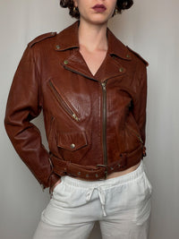 Veste en cuir brune M vintage