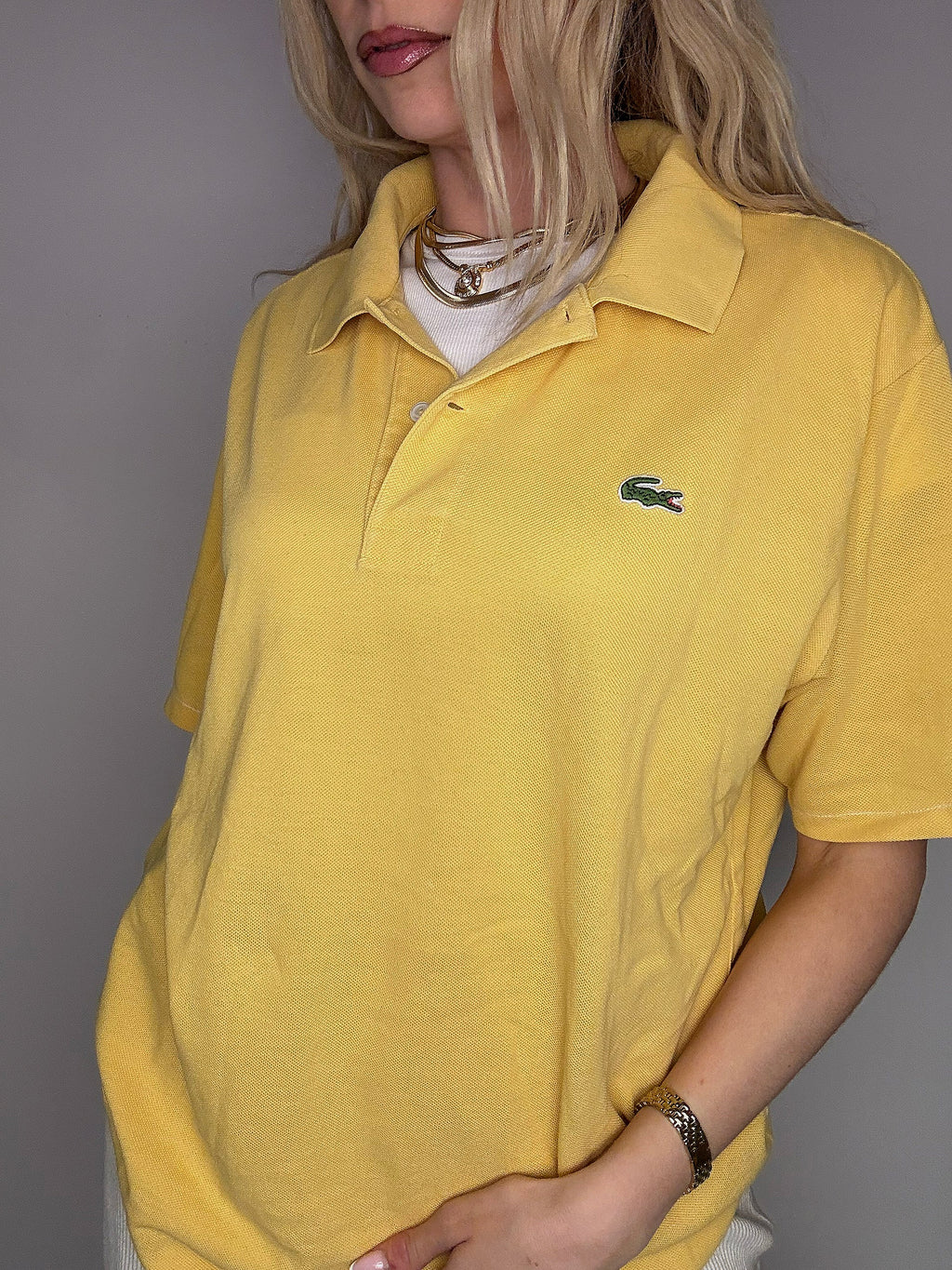 LACOSTE M Vintage himmelblaues Kurzarm-Poloshirt