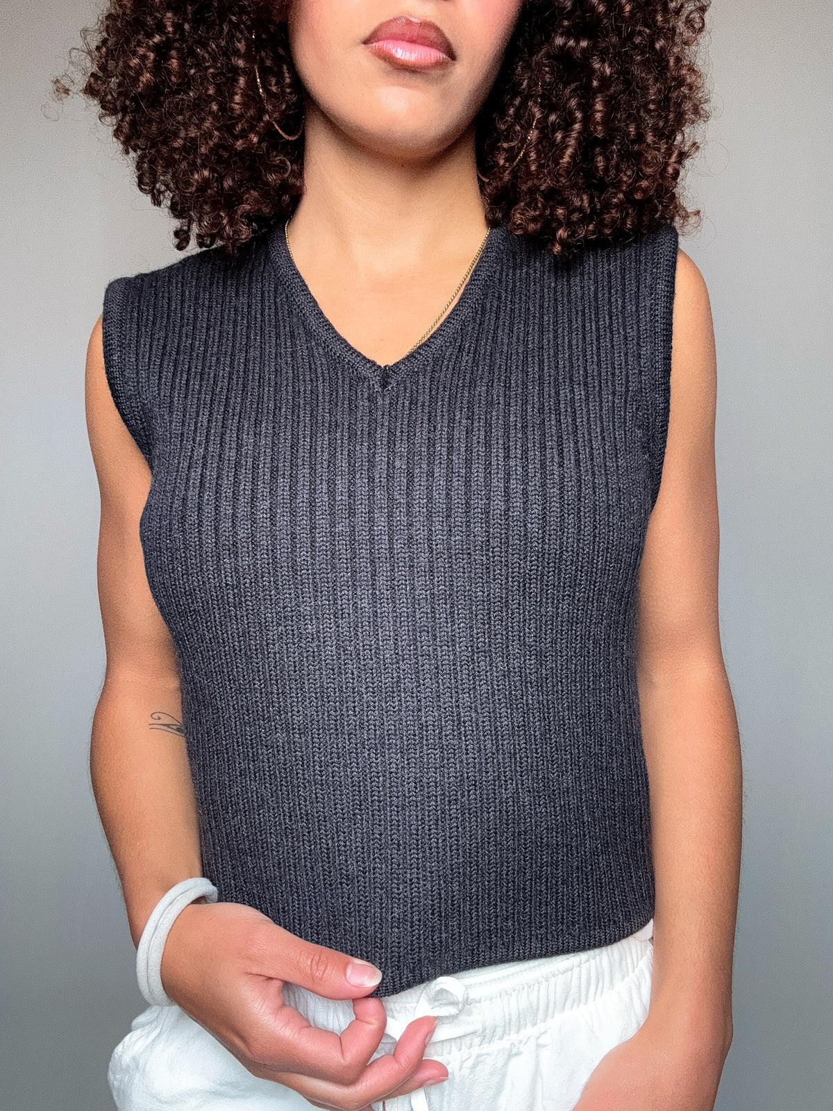 gilet brun foncé S vintage