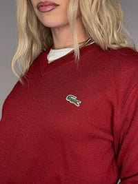 LACOSTE S vintage black V-neck wool sweater