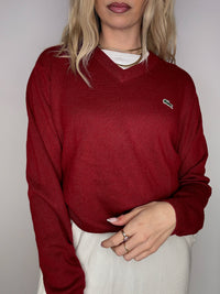 LACOSTE S vintage black V-neck wool sweater