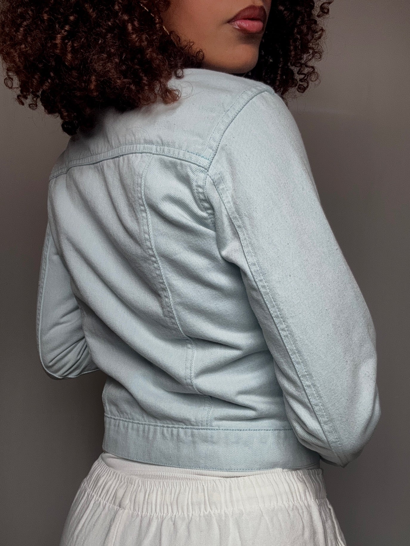 Veste en denim bleu ciel XS vintage