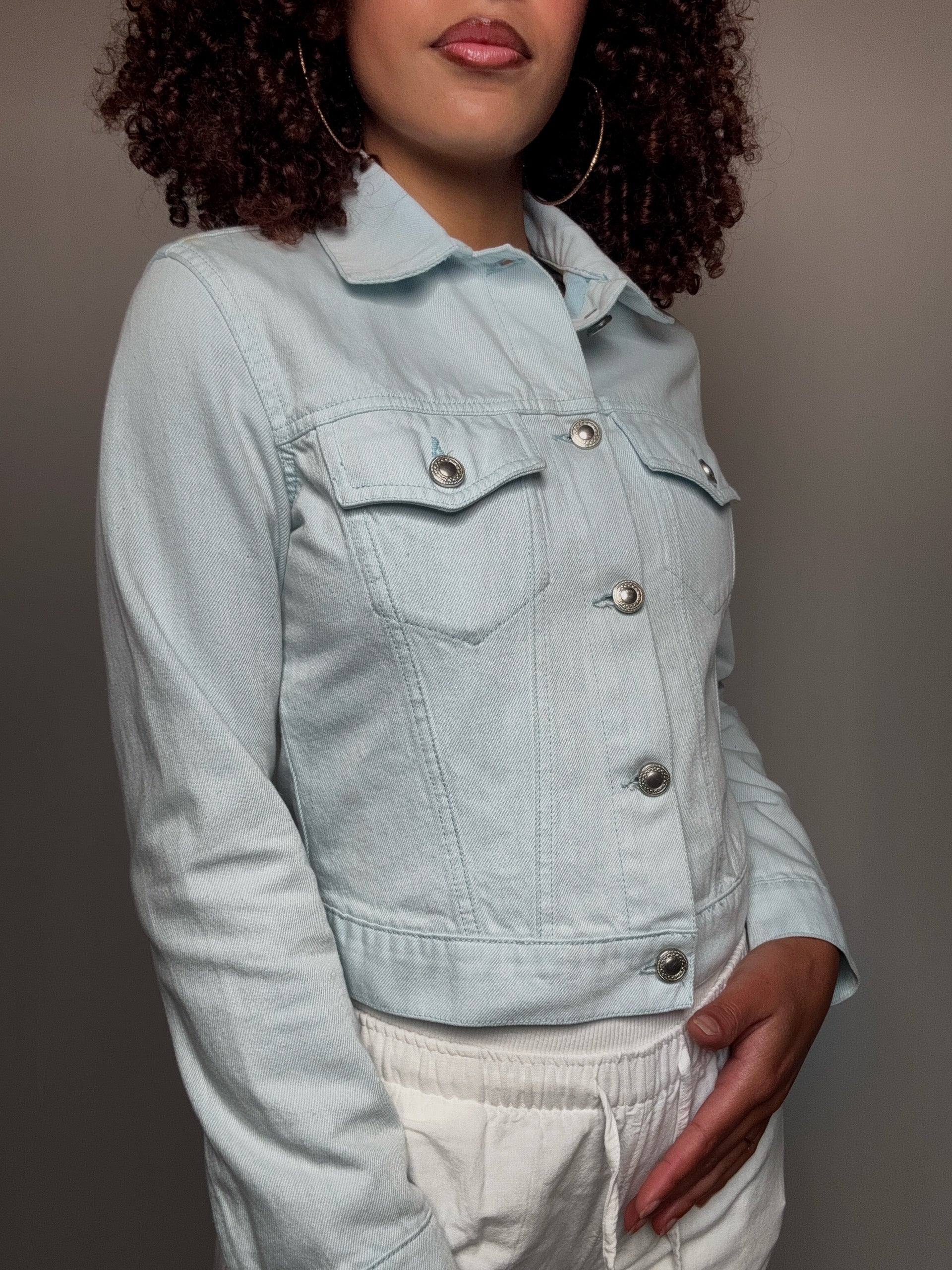 Veste en denim bleu ciel XS vintage