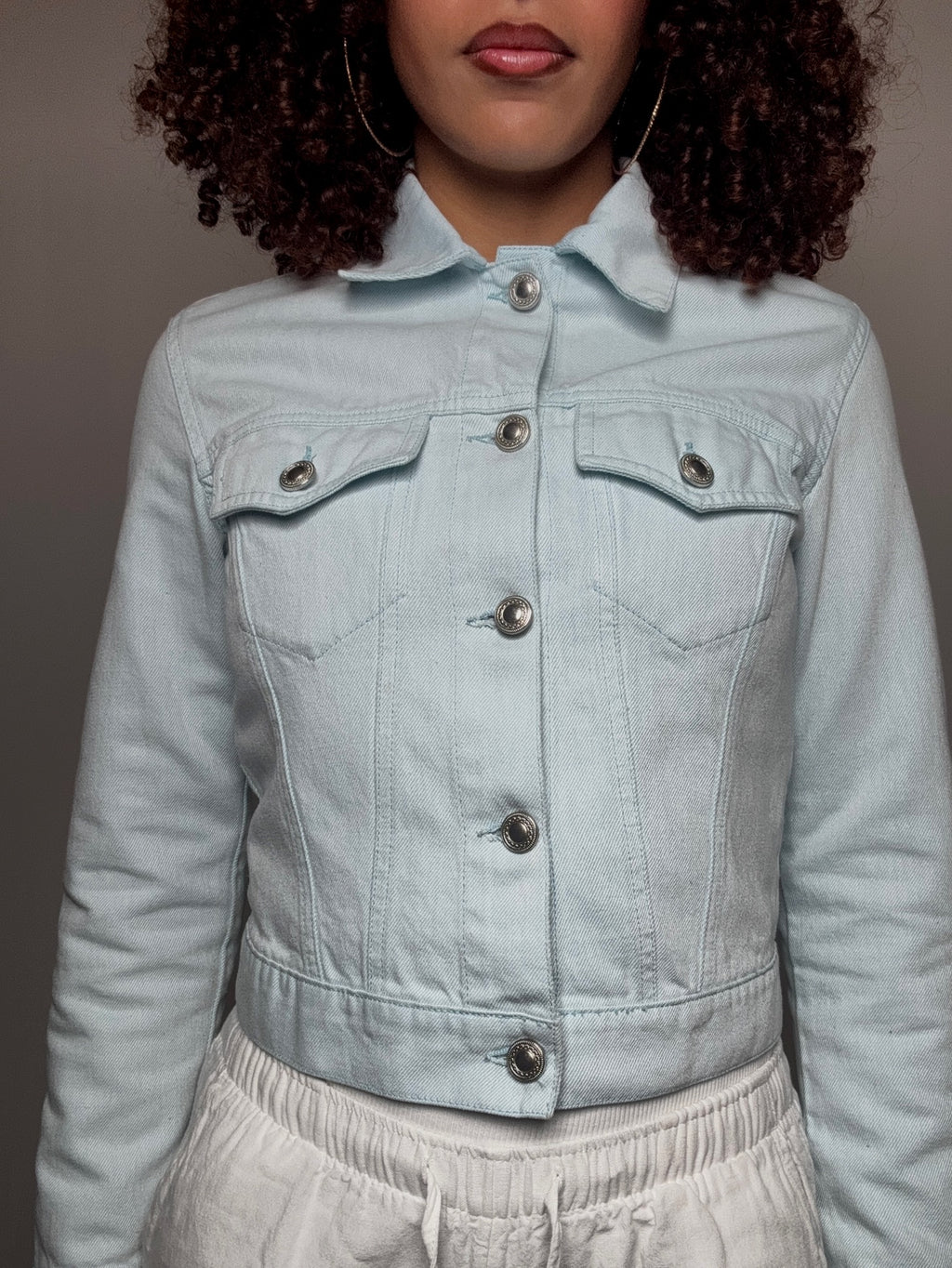 Veste en denim bleu ciel XS vintage