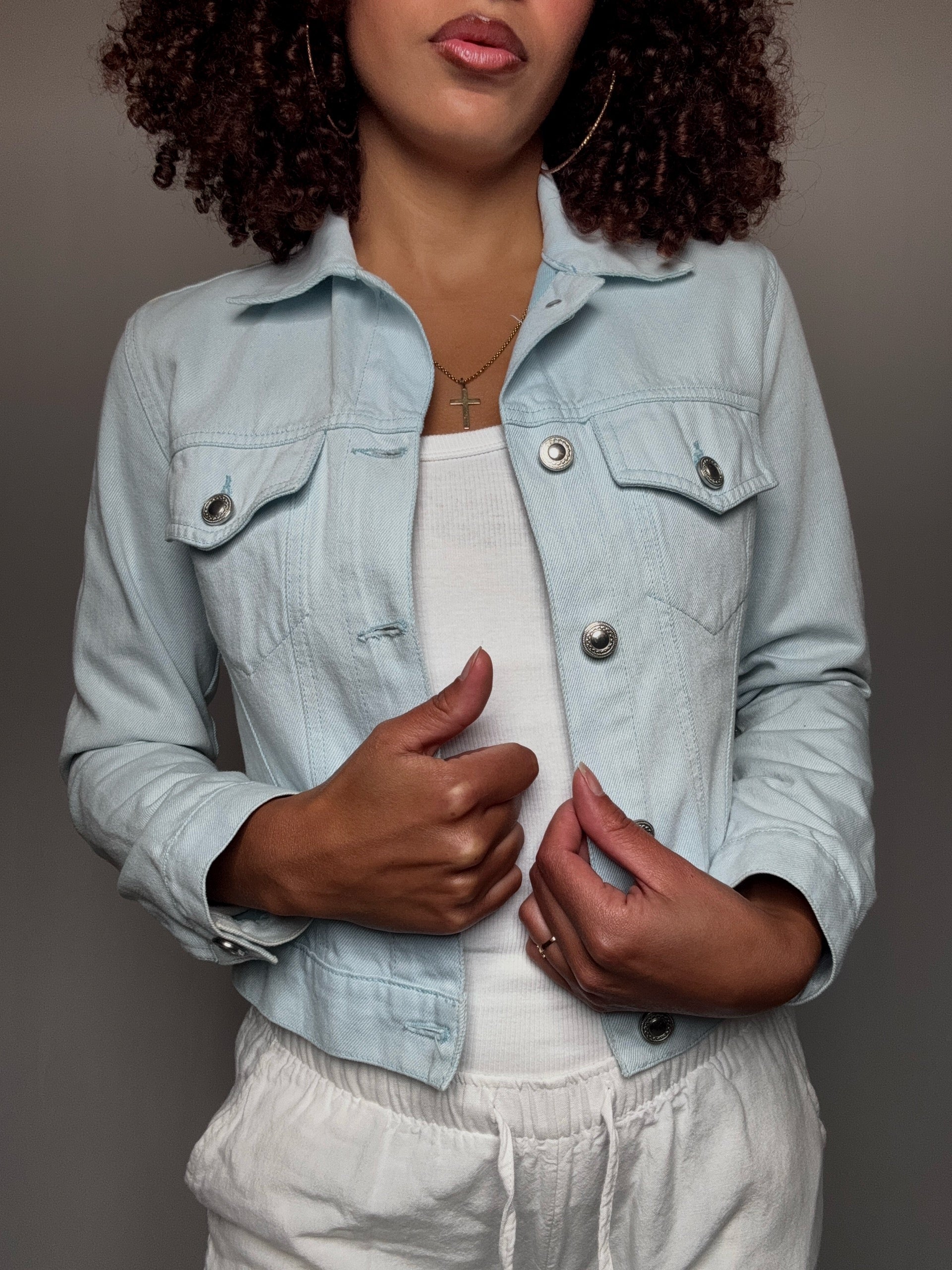 Veste en denim bleu ciel XS vintage