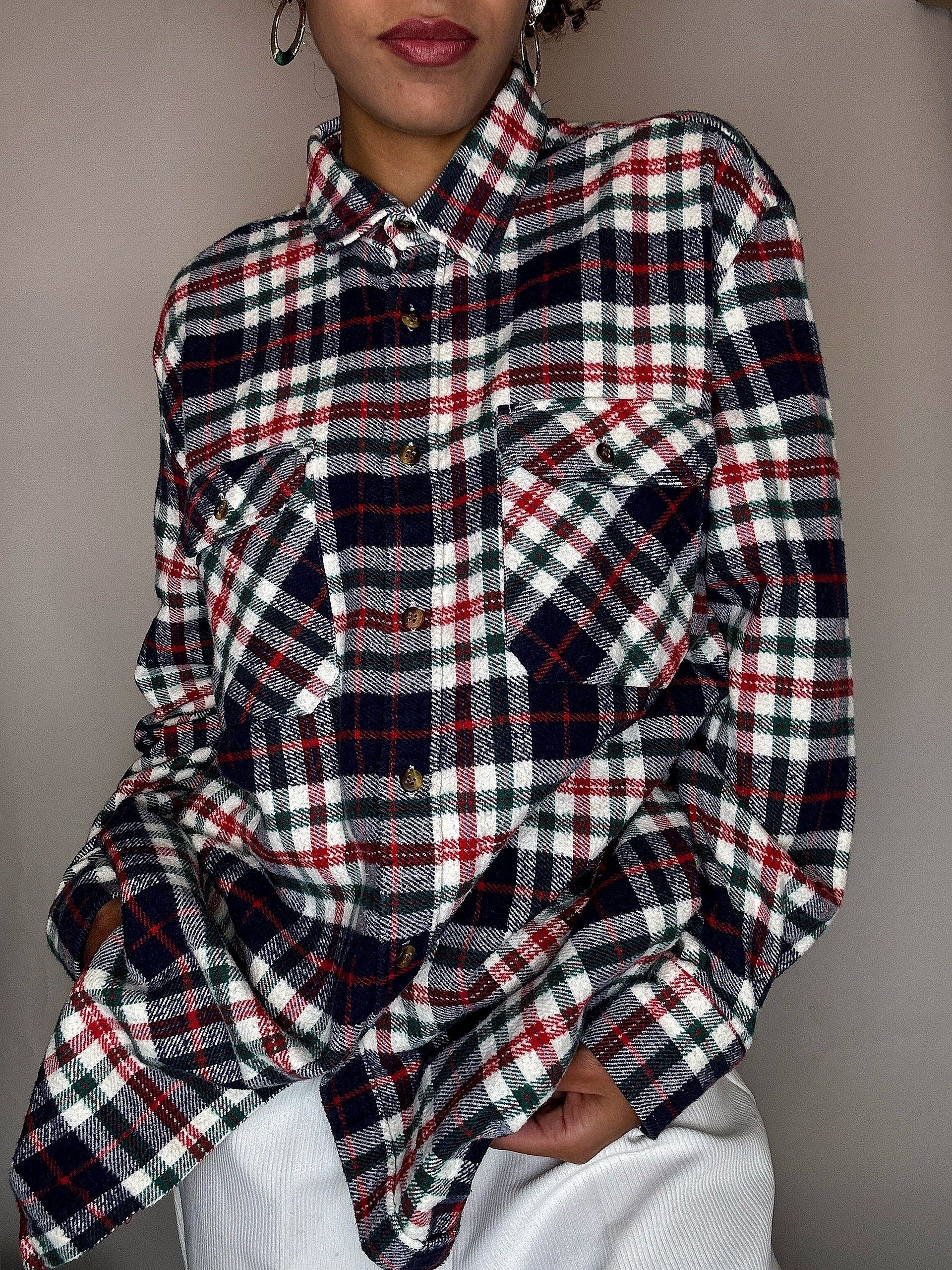 Chemise épaisse à carreaux L vintage