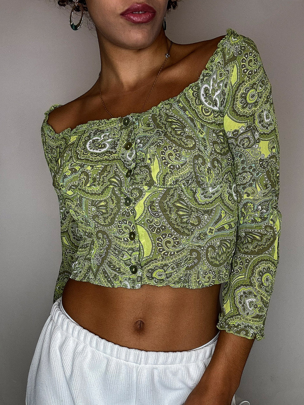 LIUJO grünes Netzoberteil S/M Vintage