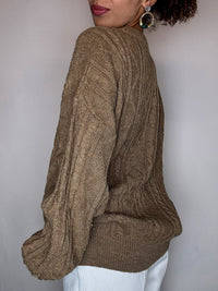 Pull en taille tressée taupe L vintage