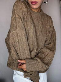 Pull en taille tressée taupe L vintage