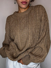 Pull en taille tressée taupe L vintage