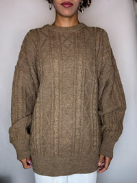 Pull en taille tressée taupe L vintage