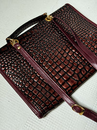 Vintage bordeauxfarbene Leder-Starrtasche
