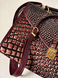 Vintage bordeauxfarbene Leder-Starrtasche