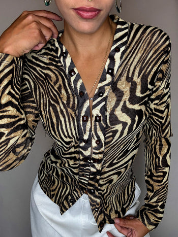 Blouse en mesh zébré XS/S vintage