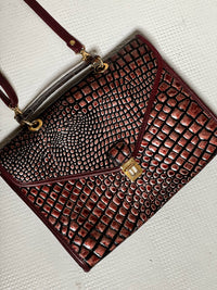 Vintage bordeauxfarbene Leder-Starrtasche