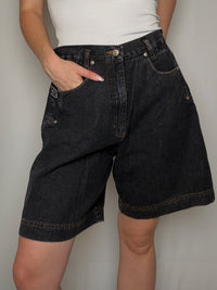 Short en denim noir avec élastique M vintage