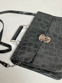Sac en cuir rigide gris vintage