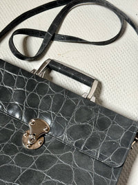 Sac en cuir rigide gris vintage