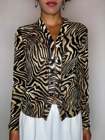 Blouse en mesh zébré XS/S vintage