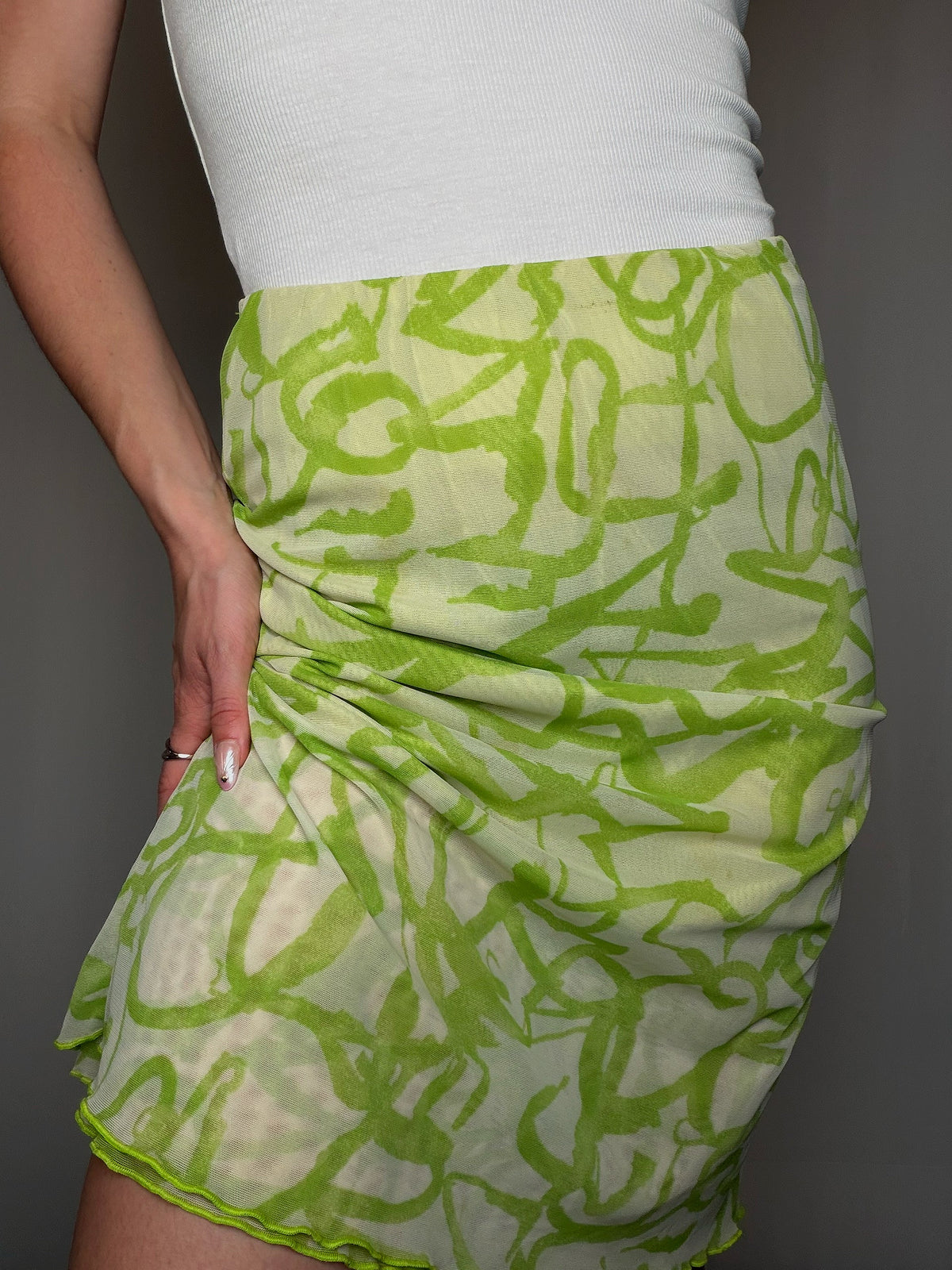 Jupe en mesh verte S/M vintage