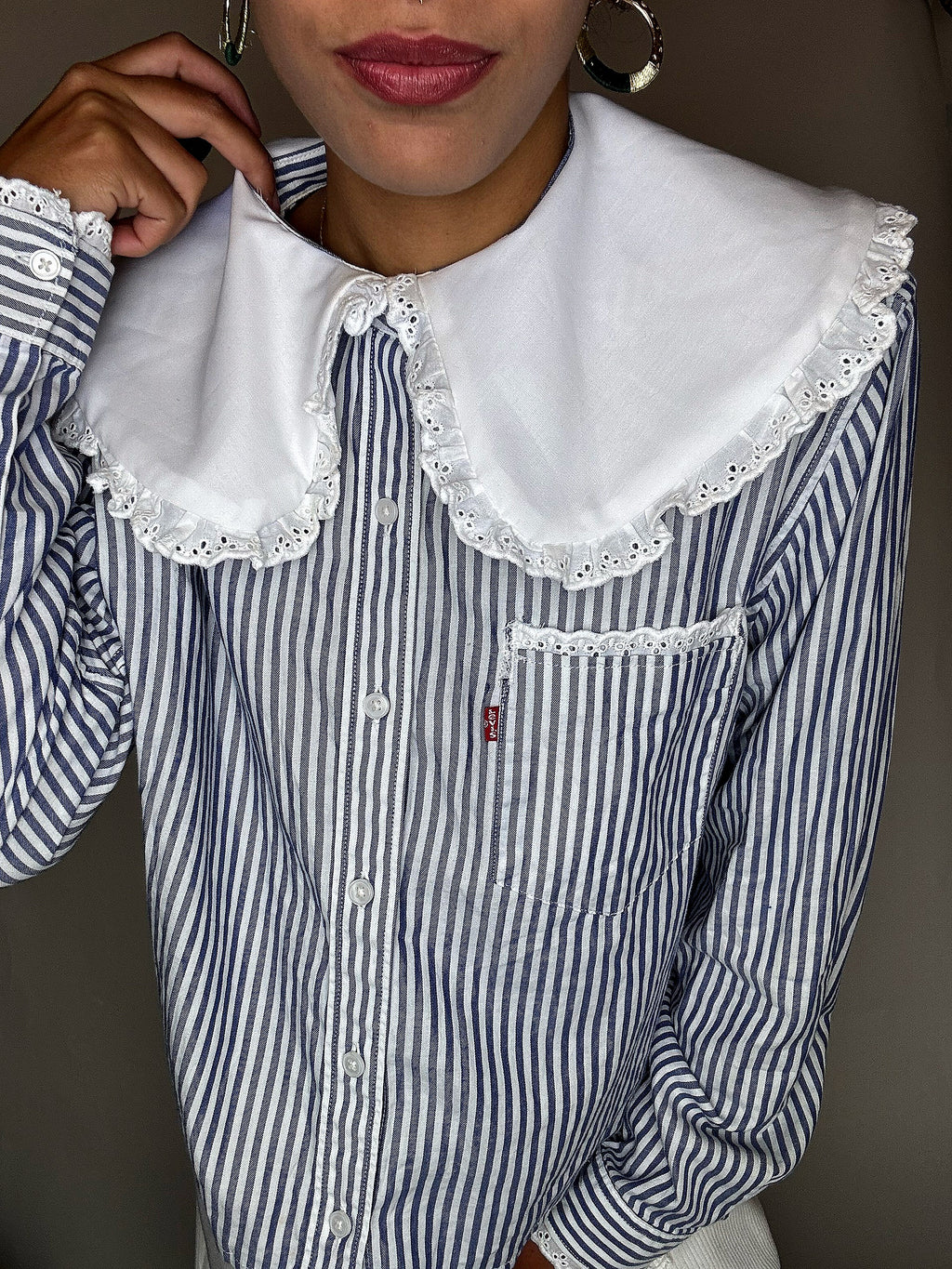 LEVI'S M vintage striped shirt with large collar
