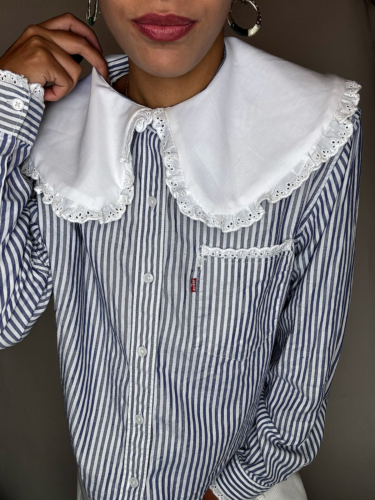 LEVI'S M vintage striped shirt with large collar