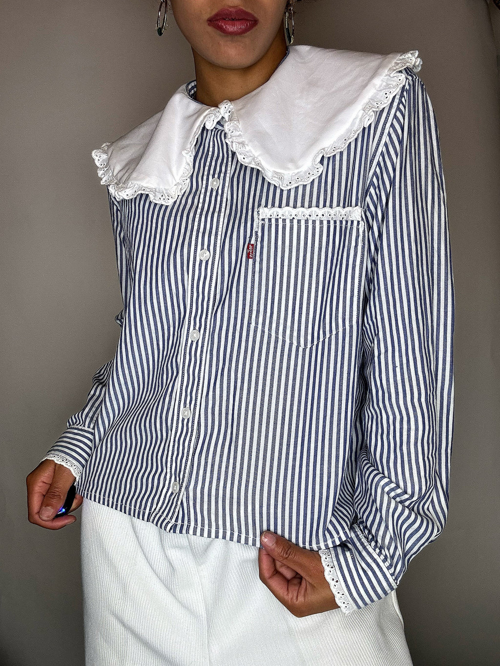 LEVI'S M vintage striped shirt with large collar