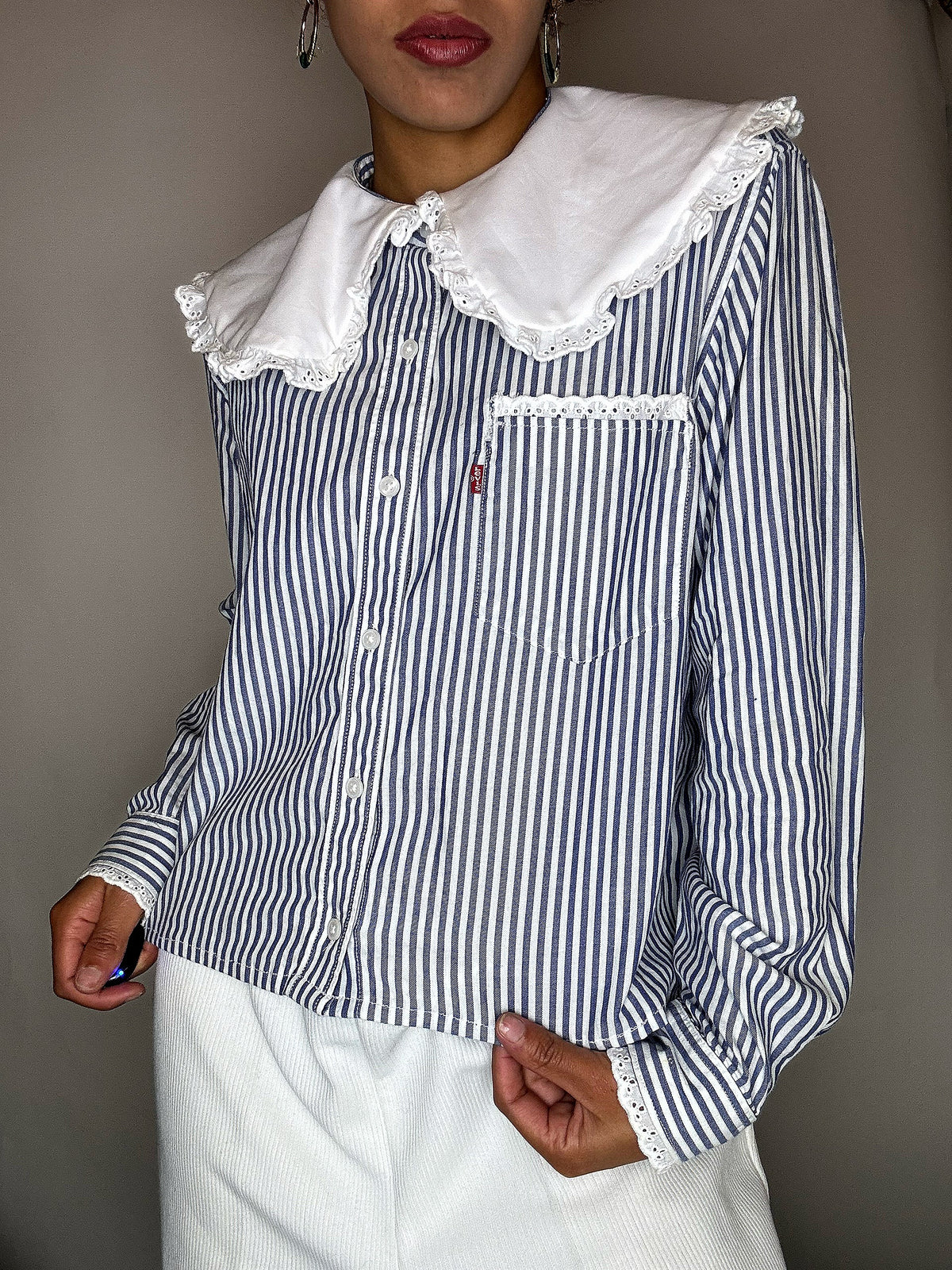 LEVI'S M vintage striped shirt with large collar