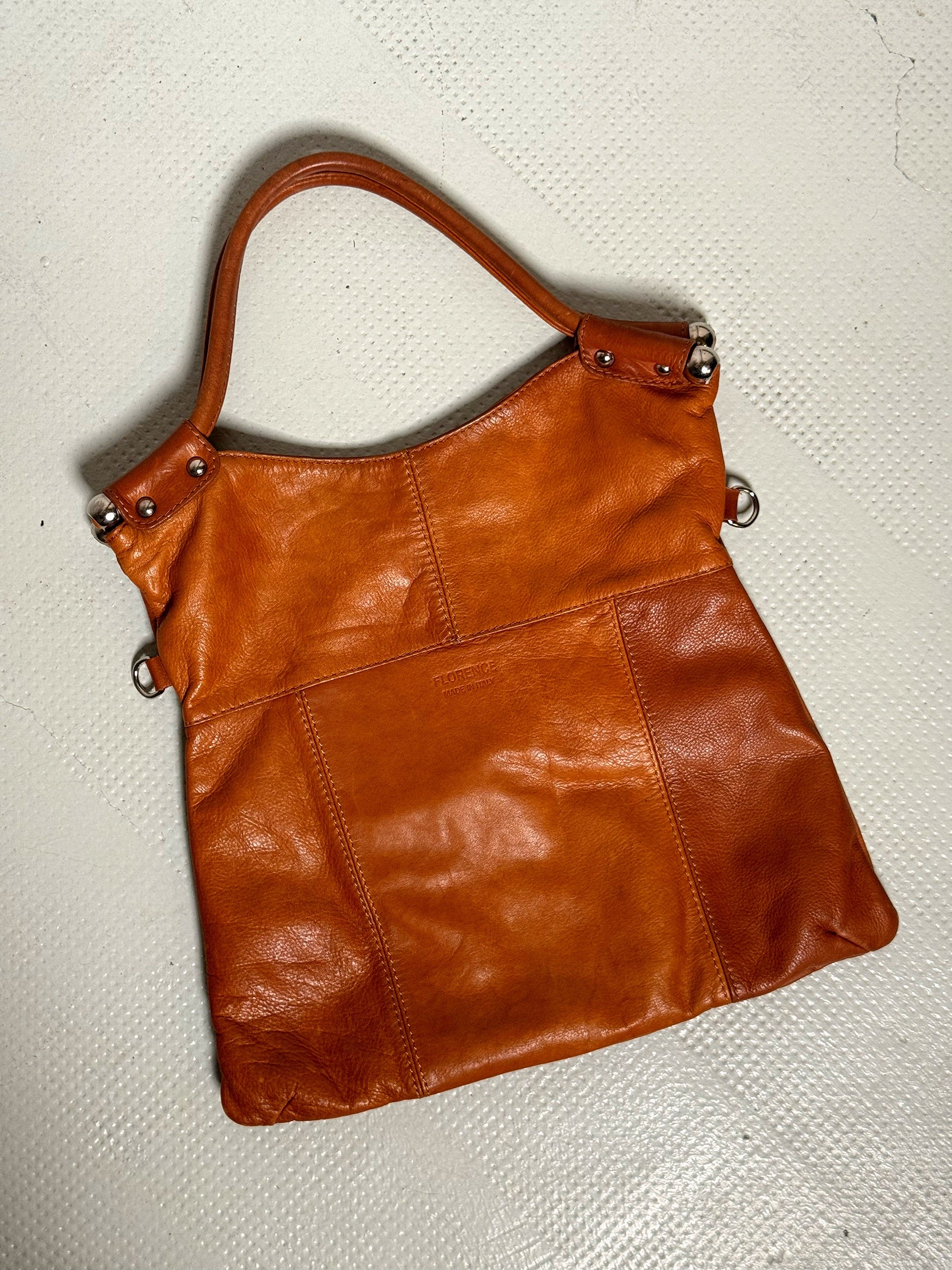 Sac en cuir souple camel vintage