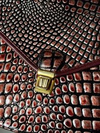 Vintage bordeauxfarbene Leder-Starrtasche