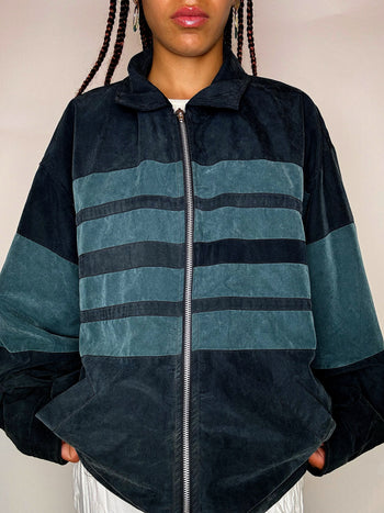 Veste peau de pèche verte L vintage