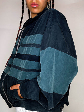 Veste peau de pèche verte L vintage