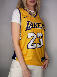 Gelbes NIKE x LAKERS Basketballtrikot S