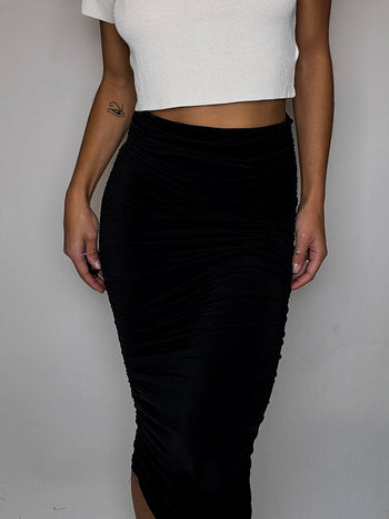 Jupe mi longue tube noire S vintage