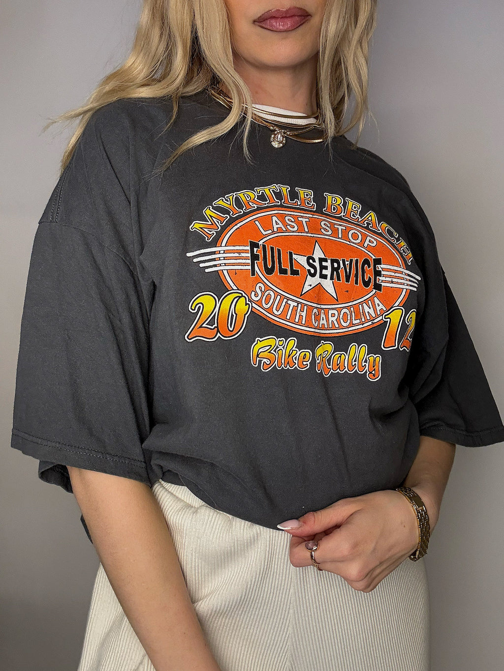 Tee shirt gris foncé MYRTLE BEACH XXL vintage